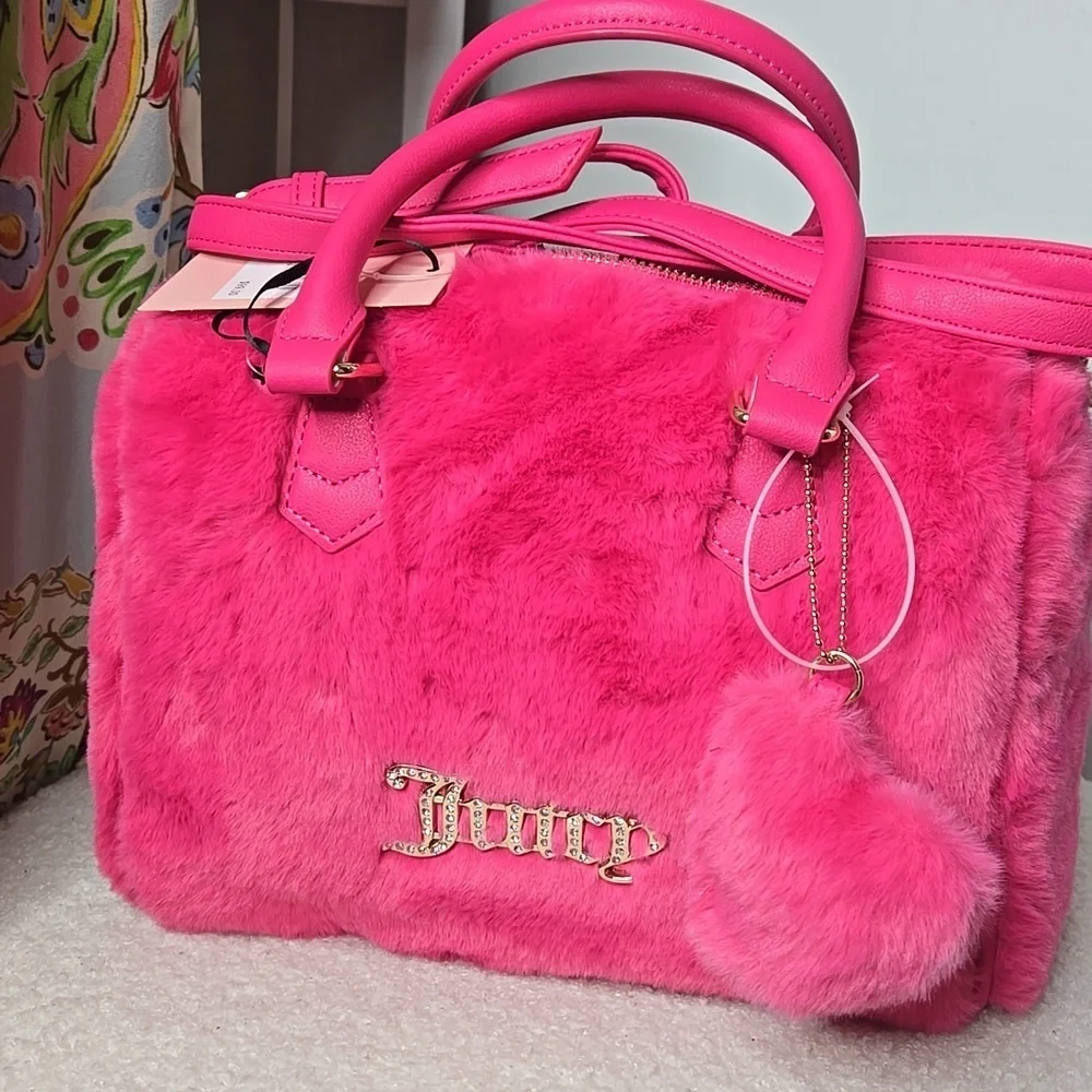 NWT Juicy Couture Pink Fluffy Satchel